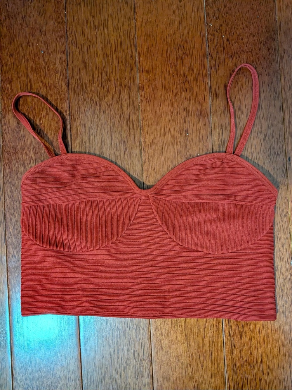 Garage Rust Ribbed Longline Spaghetti Strap Tank Top M